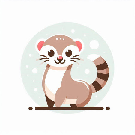 Cute cartoon raccoon on a white background. Vector illustration.のイラスト素材