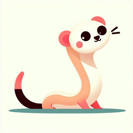 Cute cartoon kawaii snake on white background. Vector illustration.のイラスト素材