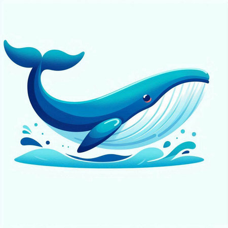 Blue whale on a blue background. Vector illustration for your design.のイラスト素材