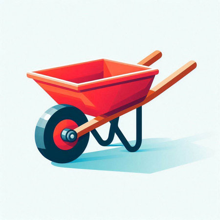 Cart wheelbarrow on a light background. 3d illustration.のイラスト素材