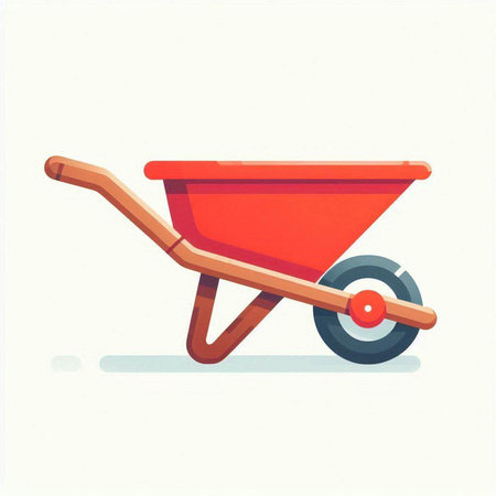 Red wheelbarrow isolated on a white background. Vector illustration.のイラスト素材