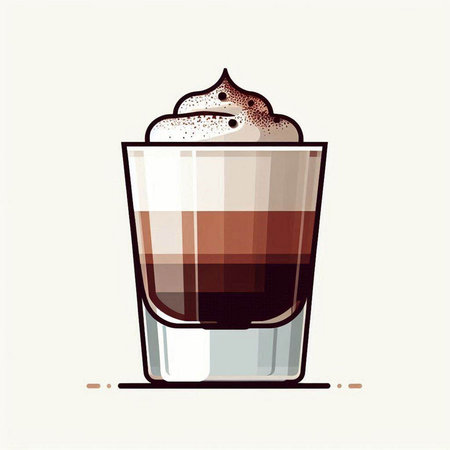 Coffee drink with whipped cream. Vector illustration of a glass of coffee.のイラスト素材