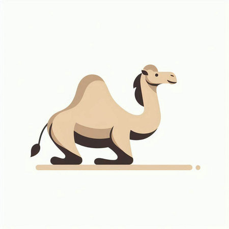 Camel on a white background. Vector illustration in retro style.のイラスト素材