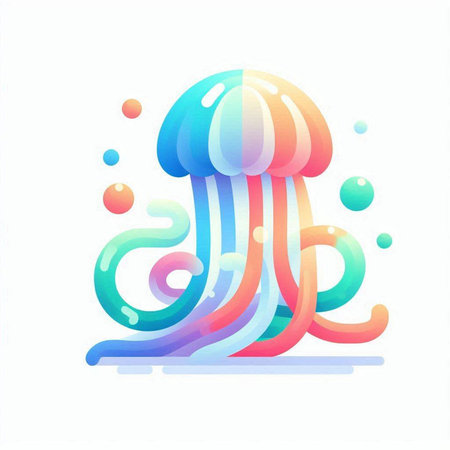 Jellyfish icon. Colorful jellyfish. Vector illustration.のイラスト素材