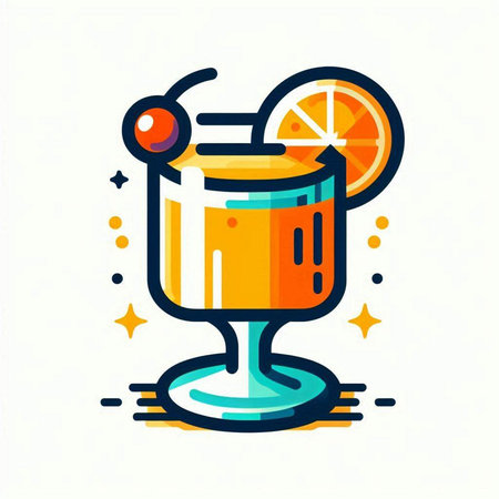 Cocktail icon in flat style. Alcoholic beverage vector illustration.のイラスト素材