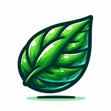 Illustration of a green leaf on a white background, vector illustrationのイラスト素材