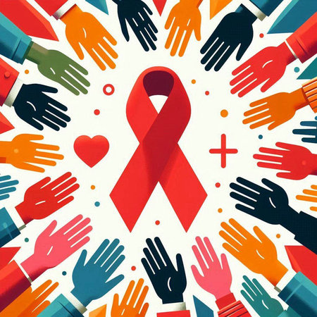 World Aids Day Background with Red Ribbon. Vector Illustration.のイラスト素材