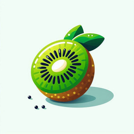 kiwi fruit vector illustration isolated on white background. flat design.のイラスト素材