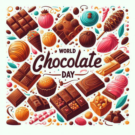 Chocolate day poster with sweet candies, candies and sweets, vector illustrationのイラスト素材