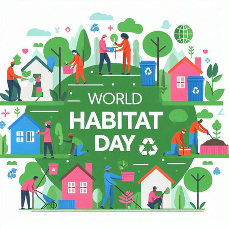 World Horticulture Day Vector Illustration. People Characters Planting Plants, Taking Care of Environment.のイラスト素材