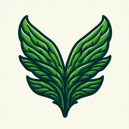 Illustration of a green leaf isolated on a white background - vectorのイラスト素材