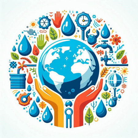 Save the planet, save water, save the planet concept. Vector illustrationのイラスト素材