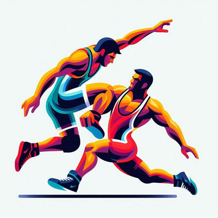 Abstract vector illustration of a running man in sportswear. Sport concept.のイラスト素材
