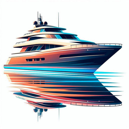 luxury yacht on a white background, vector illustration, eps 10のイラスト素材