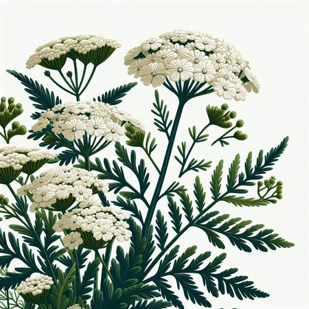 Illustration of a white yarrow (Achillea millefolium)のイラスト素材