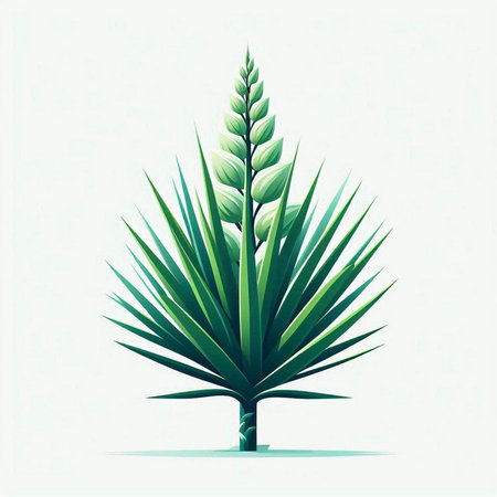 Illustration of a beautiful green yucca plant on a white backgroundのイラスト素材