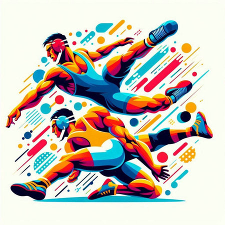 Abstract vector illustration of a running man in sportswear and sneakersのイラスト素材
