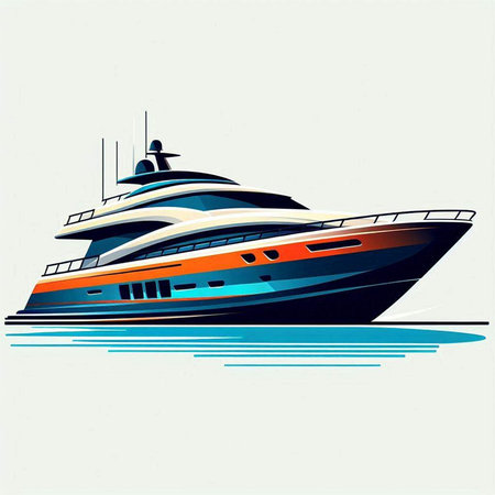 luxury yacht on the water. vector illustration. eps 10のイラスト素材