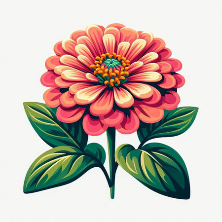 Illustration of a zinnia flower isolated on a white backgroundのイラスト素材