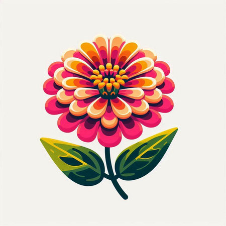 Zinnia flower. Hand drawn vector illustration. Isolated on white backgroundのイラスト素材