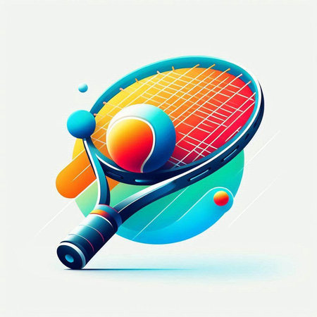 Tennis racket with ball and racket. Vector illustration of sport equipment.のイラスト素材