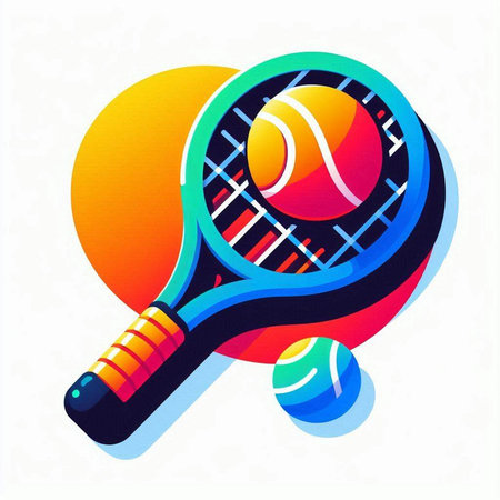 Tennis racket with ball. Vector illustration of a tennis racket.のイラスト素材