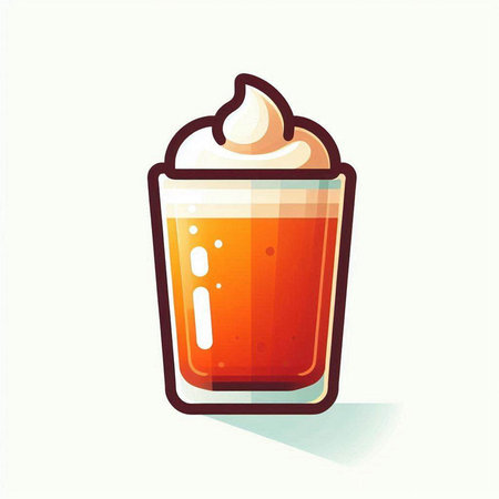 Milkshake with whipped cream in a glass. Vector illustration.のイラスト素材