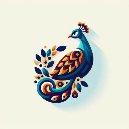 Peacock. Hand drawn vector illustration. Isolated on white background.のイラスト素材