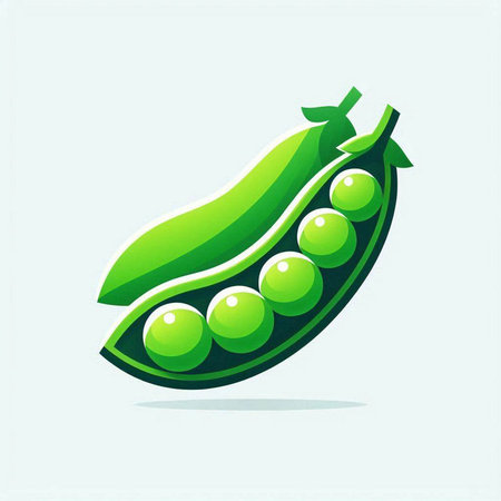Green peas icon isolated on blue background. Vector illustration. Eps 10.のイラスト素材