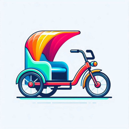 Colorful vector illustration of a tricycle on a white background.のイラスト素材