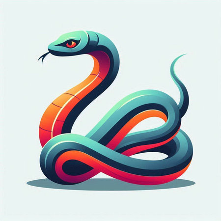 Illustration of a snake in a flat style. Vector illustration.のイラスト素材