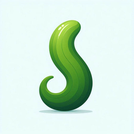 Green letter S with shadow on blue background. Vector Illustration.のイラスト素材