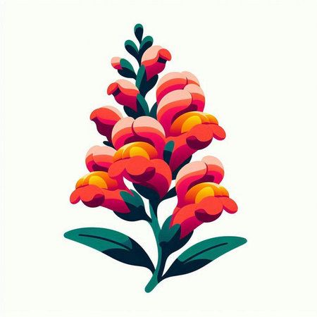 Vector illustration of red and orange flowers. Isolated on white background.のイラスト素材
