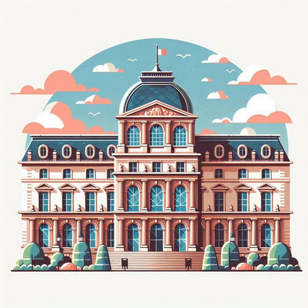Building of the Ministry of Foreign Affairs of the Russian Federation. Vector illustration.のイラスト素材