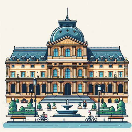 Bucharest, Romania. City hall building. Vector illustration.のイラスト素材