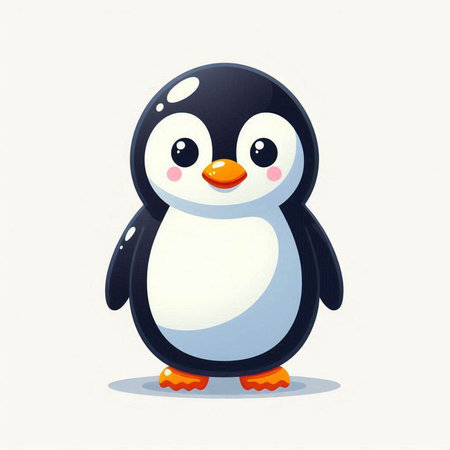 Cute cartoon penguin isolated on white background. Vector illustration.のイラスト素材
