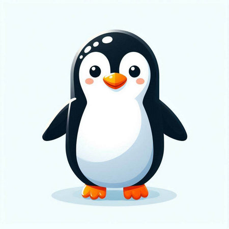 Cute cartoon penguin. Vector illustration isolated on white background.のイラスト素材