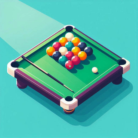 Billiard table with balls. Vector illustration in isometric style.のイラスト素材