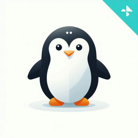 Penguin. Cute cartoon animal character. Vector illustration.のイラスト素材