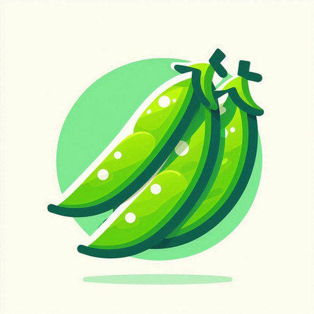 Fresh green peas on a white background. Vector illustration in flat style.のイラスト素材