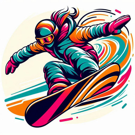 Snowboarder. Vector illustration of a snowboarder jumping.のイラスト素材