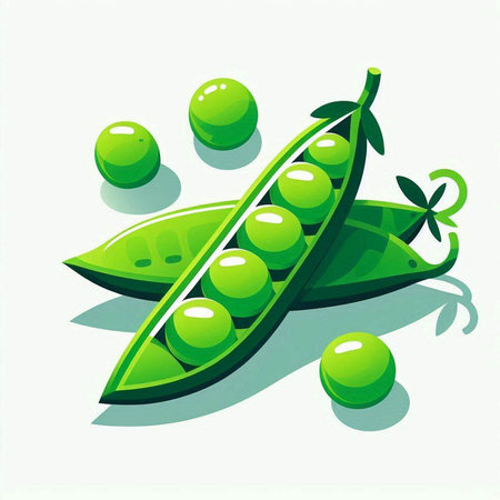 Green peas on a white background, vector illustration, eps10のイラスト素材