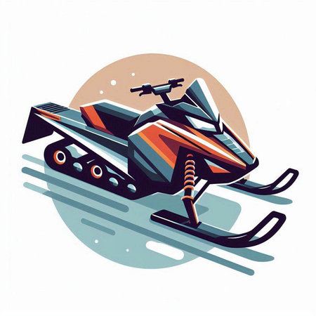 illustration of the snowmobile in retro style. Vector illustration.のイラスト素材