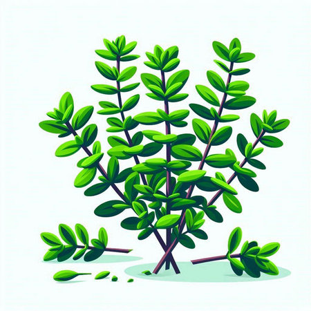 Illustration of a green bush with leaves on a white background.のイラスト素材