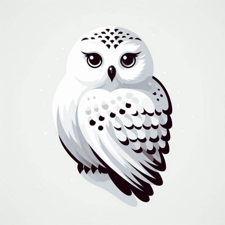 White owl on a white background. Vector illustration for your design.のイラスト素材