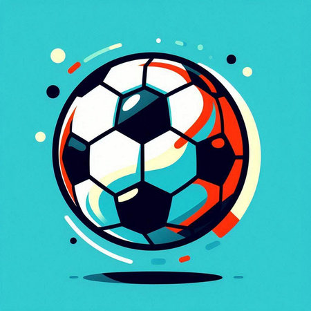 Soccer ball on blue background. Vector illustration of a soccer ball.のイラスト素材
