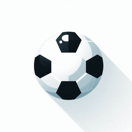 Soccer ball with long shadow on white background. Vector illustration.のイラスト素材