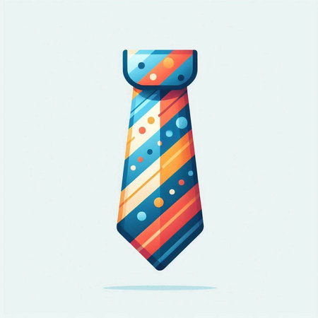 Necktie vector illustration. Colorful striped necktie icon.のイラスト素材