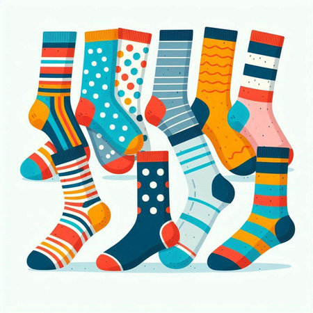 Colorful socks isolated on white background. Vector illustration. Eps 10.のイラスト素材