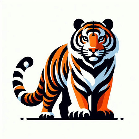 Tiger. Vector illustration. Isolated on a white background.のイラスト素材